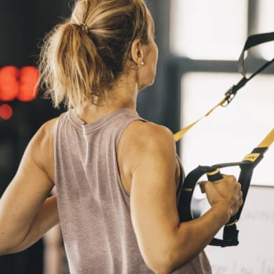 Woman ring row workout